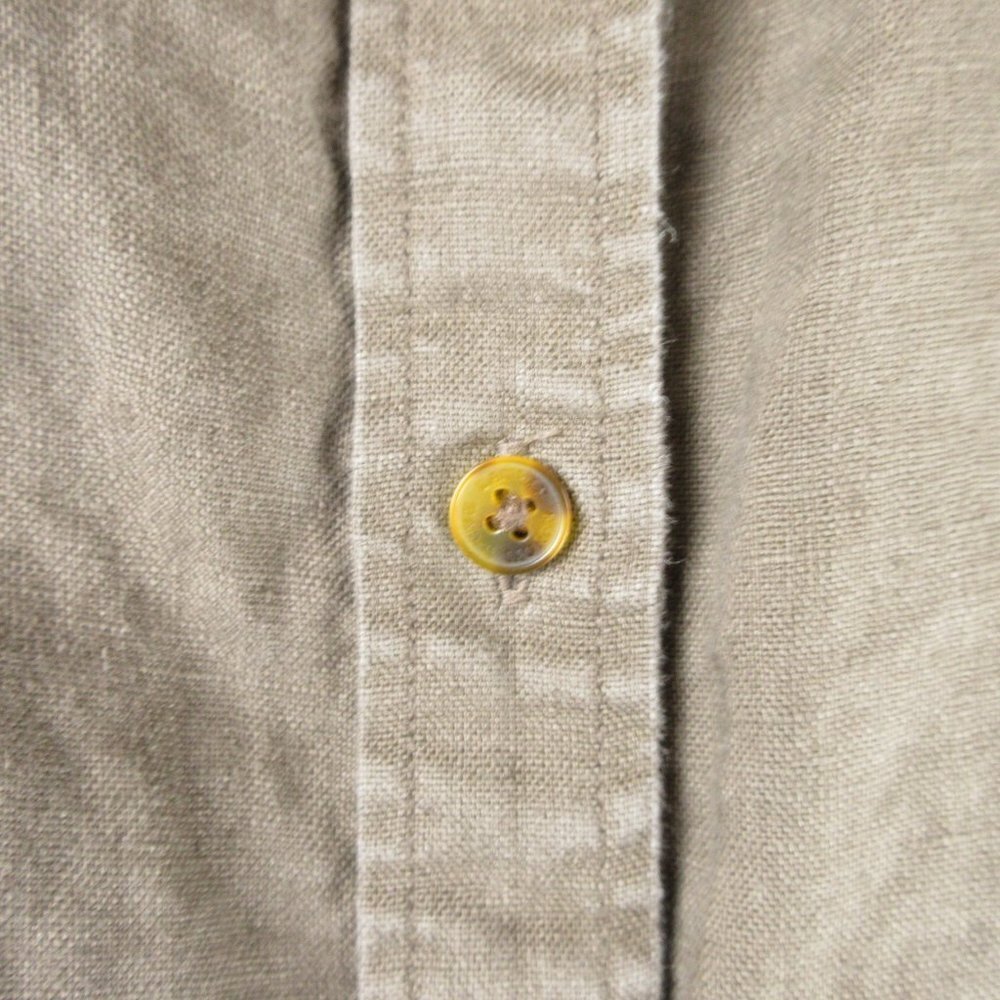 Lauren Ralph Lauren Brown Linen Roll Tab Shirt Size L Button Down - Picture 3 of 13
